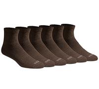Dickies Men's Dri-tech Moisture Control Quarter Socks Multipack, Essential Worker Brown (6 Pairs), Shoe Size: 12-15