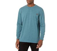Dickies Mens Long Sleeve Heavyweight Crew Neck Work Utility T Shirt, Baltic Blue Single Dye Heather, XX-Large US
