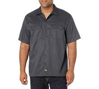 Dickies Mens Short-Sleeve Flex Twill Work Button Down Shirts, Charcoal, Large US