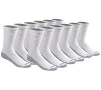 Dickies Men's Tall Multi-Pack Dri-Tech Moisture Control Crew Socks, White (12 Pair) Shoe Size: 12-15