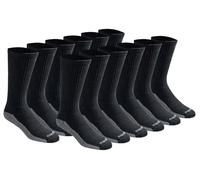 Dickies Men's Petite Dri-Tech Comfort Crew Socks Smaller Size, Black, 12 Pair