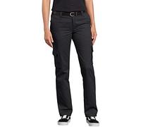 Dickies Pantalon Cargo Extensible à Jambe Droite pour Femme Coupe décontractée, Noir, 42