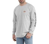 Dickies T- Shirt Graphique à Manches Longues avec Logo, Gris chiné, L Homme