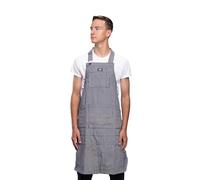 Dickies Tablier de travail à 6 poches, toile de coton durable, bretelles entièrement réglables, fente de jambe, lavable en machine, rayures bleues et blanches