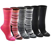 Dickies Women's Dri-tech Moisture Control Crew Socks Multipack, Stripe (6 Pairs), Shoe Size: 5-7