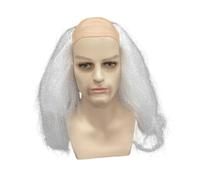 Dickly Bald Cap Costume Accessory résistant à la chaleur Long Synthétique Synthétique pour Masquerade Stage Performance Cosplay Anime Party, Blanc