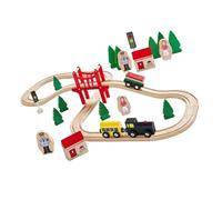 Dickly Ensemble de chemin de fer en bois, jouet éducatif, ensemble de jouets ferroviaires, jouet Montessori pour enfants d'âge préscolaire, 39 Pièces