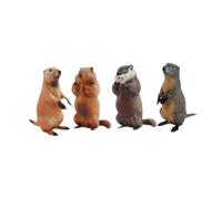 Dickly Figurines d'action de marmottes, 4 pièces, modèles d'animaux simulés, Statues de la faune pour cadeaux