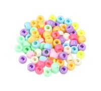 Dickly Lot de 200 Perles de Poney pour Bricolage, Perles d'espacement en Vrac, Perles Multicolores pour pendentifs, Couleur Claire