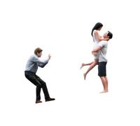 Dickly Modèles miniatures de personnes à l'échelle 1/64, figurines pour décor de scène, Ensemble Couple Blanc
