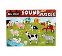 Dickly Puzzles Sonores pour Enfants, Jouet éducatif, Planche à Chevilles, Puzzle En Bois pour Filles et Garçons, Cadeaux de Noël pour Bébés, Animal