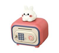 Dickly Tirelire Automatique pour Enfants, Rouleau avec Chansons, Grande Capacité, Tirelire ATM, Double Mode, Mot de Passe pour Filles et Garçons, Lapin Rose