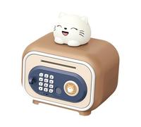 Dickly Tirelire Automatique pour Enfants, Rouleau avec Chansons, Grande Capacité, Tirelire ATM, Double Mode, Mot de Passe pour Filles et Garçons, Chat Marron