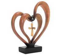 Dicksons It Takes Décoration de Table en résine avec Trois cœurs et Croix Marron 21,6 x 24,1 cm