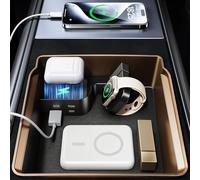 DICMKY Tesla Chargeur USB et console centrale pour Model 3 Highland 2024-2025 et New Model Y Juniper 2026, station d'accueil à 4 ports pour téléphone/casque/montre/tablette Accessoires de stockage de