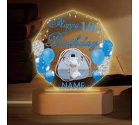 Dicodes Personnalisé Happy Birthday Veilleuse Cadeau avec Photo Personnalisé Acrylique Plaid Lumière Cadeau d'Anniversaire Pour Maman, Papa, Ami(bleu argenté)
