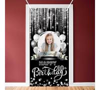Dicodes Personnaliser Noir et Argent Happy 10ème Birthday Porte Bannière Décoration d'anniversaire Joyeux Anniversaire Fournitures de fête pour femmes et hommes(10 ans)
