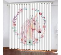 DICOIN Rideau Occultant Licorne Chambre Fille,Rideau Occultant Thermiques pour Fenêtre,avec Oeillet,Épaissir Polyester,Rideau Occultant Salon Moderne Lot De 2,280X245Cm(Lxh)/140X245Cm*2,B29