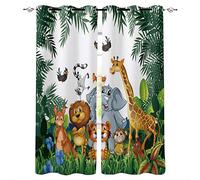 DICOINB Rideau Occultant Oeillet Motif Animaux De La Forêt,3D Court Moderne 2 Panneaux Rideau Occultant Thermiques pour Salon Chambre Enfant Garcon,200X160Cm(Lxh)/100X160Cm*2,D6