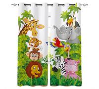 DICOINB Rideau Occultant Oeillet Motif Animaux De La Forêt,3D Court Moderne 2 Panneaux Rideau Occultant Thermiques pour Salon Chambre Enfant Garcon,120X140Cm(Lxh)/60X140Cm*2,D3