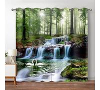 DICOINB Rideau Occultant Oeillet Motif Paysage De Cascade,3D Court Moderne 2 Panneaux Rideau Occultant Thermiques pour Salon Chambre Enfant Garcon,280X200Cm(Lxh)/140X200Cm*2,A23
