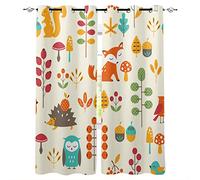 DICOINB Rideau Occultant Oeillet Motif Renard des Animaux De La Forêt,3D Court Moderne 2 Panneaux Rideau Occultant Thermiques pour Salon Chambre Enfant Garcon,140X160Cm(Lxh)/70X160Cm*2,C9