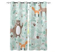 DICOINB Rideau Occultant Oeillet Motif Renard des Animaux De La Forêt,3D Court Moderne 2 Panneaux Rideau Occultant Thermiques pour Salon Chambre Enfant Garcon,120X140Cm(Lxh)/60X140Cm*2,C22