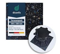 diconfa 200x Pads de terrasse 200x200mm, 3mm - ÉPAISSEUR 3mm à 20mm - QUANTITÉ 1 à 300 pièces - Dalle en Caoutchouc Construction de terrasses imperméable - terrasses en Bois + Support de Dalle