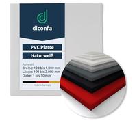 diconfa Plaque en plastique PVC blanc SUR MESURE - épaisseur de 1 à 10 mm - choix : 1000 x 2000 mm (100 x 200 cm), 2 mm - mat satiné dur - surface lisse non poreuse - film protecteur sur une face