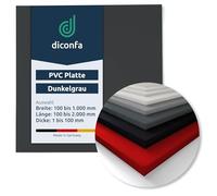 diconfa Plaque en plastique PVC gris foncé SUR MESURE - épaisseur de 1 à 100 mm - choix : 1000 x 1000 mm (100 x 100 cm), 2 mm - mat satiné dur surface lisse non poreuse - film protecteur sur une face