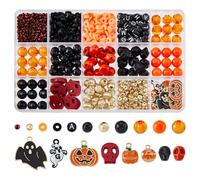 DICOSMETIC 1 Boîte de Perles Halloween Kit de Fabrication de Bracelets Crâne de Citrouille Perles de Lettres en Argile Perles de semences en émail Pendentifs de Citrouille fantôme