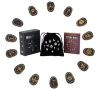 DICOSMETIC 1 ensemble de runes en bois - Rune de sorcière viking - Noir - Rune faite à la main - Avec sac de rangement et livre d'instructions pour débutants - Divination et méditation