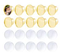 DICOSMETIC 10 pièces Anneaux Vierges Réglables en Or Base de Bague Ronde Base de Bague Vierge 18mm Kit de Bague Vierge Anneaux à Base Plate pour la Fabrication de Bagues Personnalisées DIY
