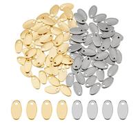 DICOSMETIC 100 petite Étiquette Ovale en Acier Inoxydable 2 couleurs Breloques Ovales Vierges Estampage D'Étiquette Vierge Petit Message Breloques pour la Fabrication de Bijoux, Trou: 1.2mm