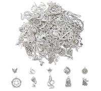 DICOSMETIC 100 pièces 10 Styles de Bijoux Égyptiens Breloques en Alliage Tibétain Pendentifs en Argent Antique Petits Breloques Mystérieuses pour la Fabrication de Bijoux, Trou: 1-3mm