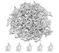 DICOSMETIC 100 pièces Breloques Musicales Breloques de Note de Musique Pendentifs Symbole Musical Argent Antique Pendentifs Alliage Tibétain pour la Fabrication de Bijoux, Trou: 1mm
