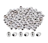 DICOSMETIC 100 Pièces Perles Cylindriques en Acier Inoxydable 7x6mm Perles en Métal Détachées à Grand Trou Petites Perles Ovales Lisses pour Bracelet Collier Fabrication de Bijoux, Trou : 3mm