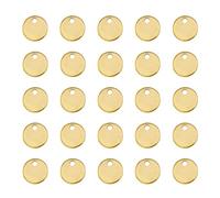 DICOSMETIC 100pcs Petites Rondes Breloques Estampage Étiquette Blanc Pendentifs Dorés Plats Ronds Pendentifs 8mm Ronds Blancs Breloques en Acier Inoxydable pour la Fabrication de Bijoux
