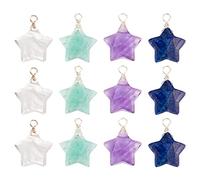 DICOSMETIC 12 Pcs Pierres Étoiles Charmes Couleur Aléatoire Pierres Naturelles Pendentifs avec Argent Cuivre Étoile à Facettes Cristal Quartz Pierres Charmes pour la Fabrication de Bijoux