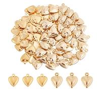 DICOSMETIC 120pcs 2 Styles Breloques Coeur Doré Pendentifs Tiny Love en Acier Inoxydable Breloques Coeur Soufflé Petit Trou Pendentifs Tridimensionnels pour Collier Bracelet Fabrication de Bijoux