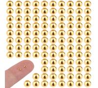DICOSMETIC 120Pcs Perles Rondes en Argent Sterling 925 Perles Plaquées Or 24K Mini Perles Sans Jointure Perles Boules Rondes 2mm Perles Rondes Lisses pour la Fabrication de Bijoux