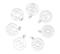 DICOSMETIC 14pcs 7 Styles Breloques de Chakra en Inoxydable Rond Creux Pendentifs Breloques Fleur de Lotus Breloques Hypoallergéniques avec Anneaux de Saut pour la Fabrication de Bijoux, Trou: 3mm