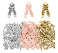 DICOSMETIC 150 breloques Ballet 2 couleurs avec Pendentifs en Alliage Style Tibétain Chaussures de Danse Plates avec Nœud Papillon Breloques Ballerine pour la Fabrication de Bijou, Trou : Mm