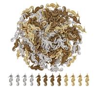 DICOSMETIC 150 pièces 3 Couleurs Breloques Hippocampe Pendentif Animaux en Alliage Pendentifs sur Le Thème de L'Océan Pendentifs Tibétains Sealife Breloques Fabrication de Bijoux, Trou: 1.5mm