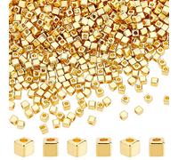 DICOSMETIC 1500pcs CCB Perles D'Espacement en Plastique Perle Intercalaire Doré 3mm Cube Perles Carrées Doré Petites Trou Perle Ensemble de Perles de Bijoux pour Fabrication de Bijoux, Trou: 1.2mm