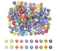 DICOSMETIC 150pcs Perles en Verre Millefiori Perles en Verre Mosaïque de 8x4mm Perles en Verre Rondes Perles de Fleurs Faites à la Main pour Boucles d'oreilles Bracelets Fabrication de Bijoux