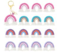DICOSMETIC 16 pièces 4 Couleurs Petits Charms Arc en Ciel en Macramé Charms en Pompon Arc en Ciel Colorés Charms Arc en Ciel Bohème 3.7x3.9cm en Polycoton pour la Fabrication de Bijoux et Porte Clés