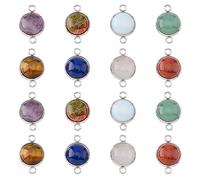 DICOSMETIC 16Pcs 8 Couleurs Connecteurs de Lien de Pierre Naturelle Connecteurs Synthétiques Charmes Charmes de Lien de Pierre Gemme Demi-Rond Liens Pendentifs pour Fabrication de Bijoux, Trou: 2mm