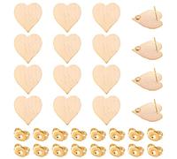 DICOSMETIC 16pcs Boucle d'oreille en Forme de Cœur Golden Love Stud avec Boucle de 2.5 mm en Laiton Boucle d'oreille et Écrous d'oreille pour Bricolage Boucle d'oreille Artisanat Cadeaux de Noël