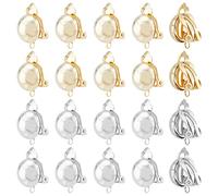 DICOSMETIC 16pcs Boucles d'oreilles à Clipser Clips de Boucles d'oreilles en Argent Doré Oreilles Non Percées Transformer Convertisseur de Boucles d'oreilles en Laiton pour la Fabrication de Bijoux